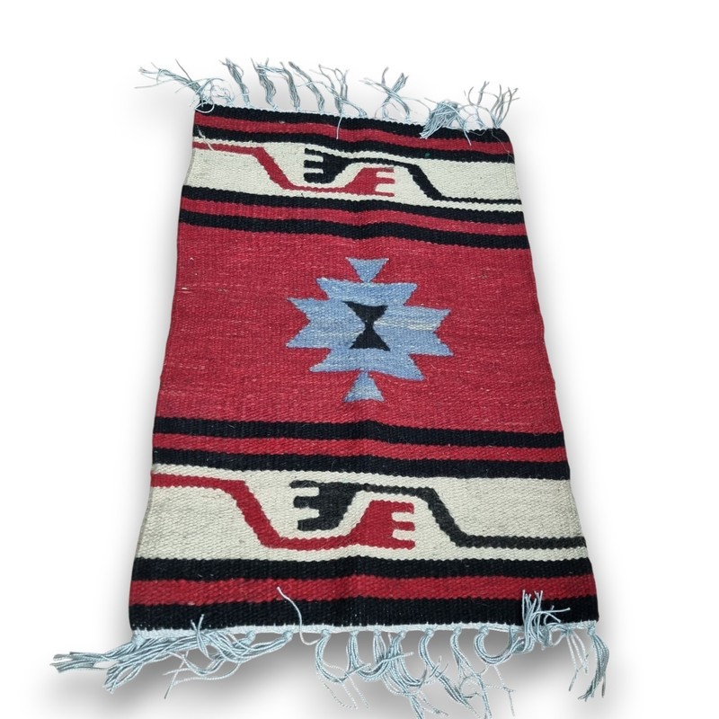 Original Vintage Jordanian Red Handmade Wool Runner Rug Oriental Tribal Carpet gallery