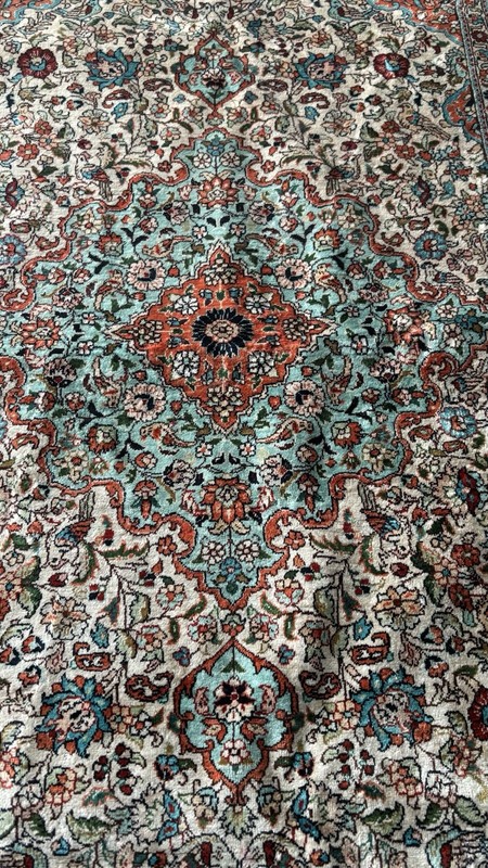30” X 48” Antique BIRDS AND FLORAL Fine Handmade India Oriental Kashmir Silk Rug gallery