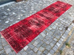 Turkish Vintage Rug Handmade Wool Rug Bohemian Runner Rug Home Rug2,7 x 11, ft