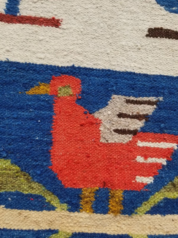 Vintage Traditional Handmade South American Wool Multicolor Kilim 4.5x2.5 ft gallery