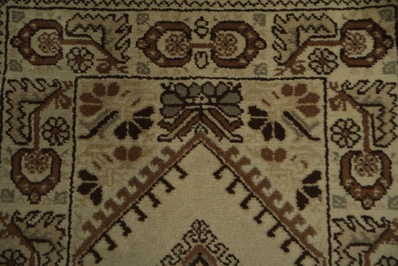 Elegant Vintage-Inspired Ivory Moroccan Rug 2x5 Wool Hand-knotted Tribal Carpet gallery