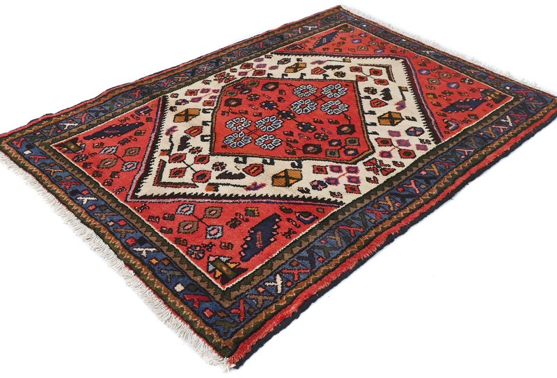 3'4X4'8 Hand-Knotted Vintage Tribal Cream Oriental Rug Foyer Decor Carpet gallery