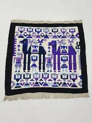 Vintage Handmade Peruvian Pictorial Multicolor Kilim Rug Carpet 98x88cm