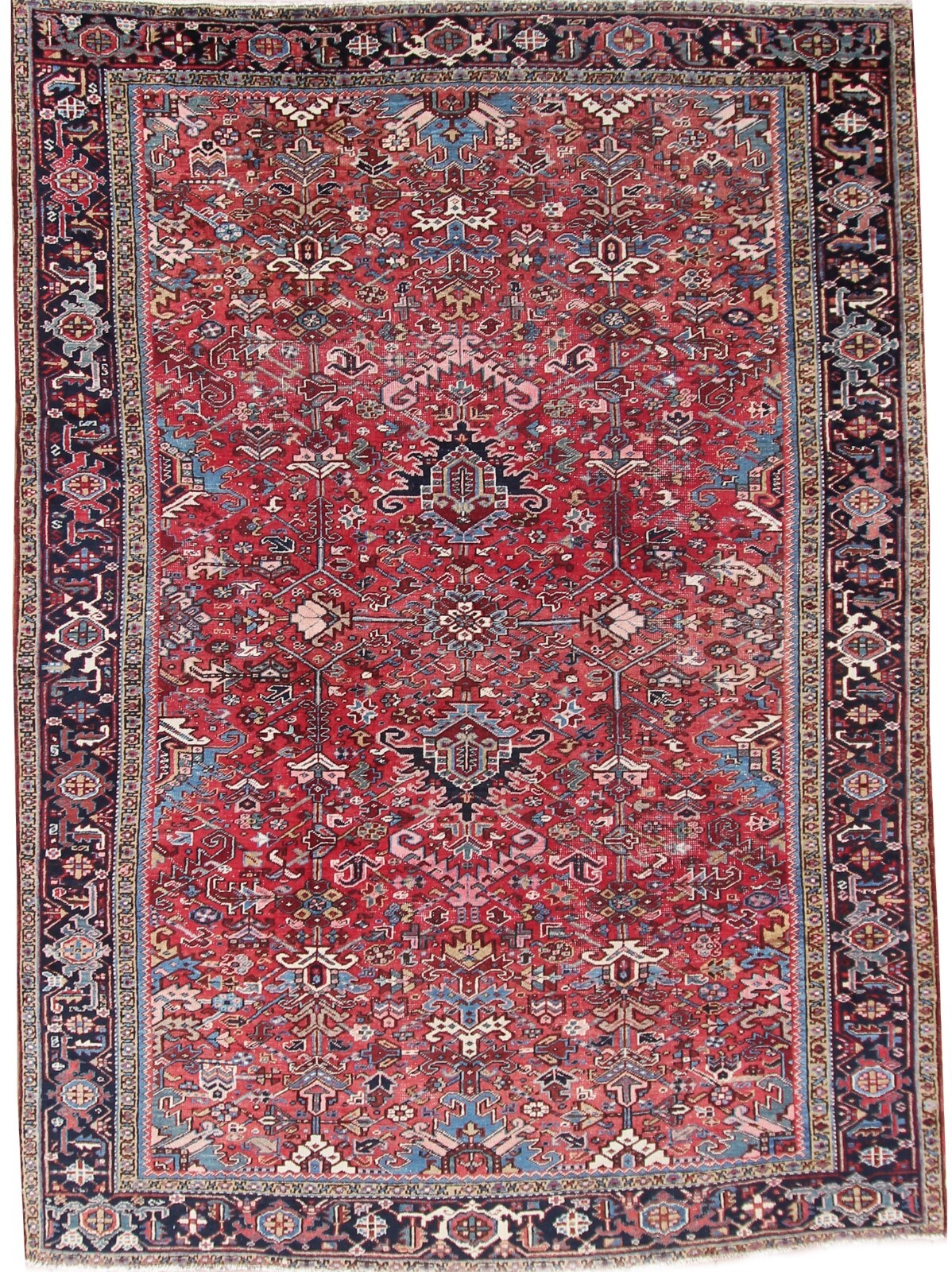 8x11 Antique Traditional Geometric Handmade Red Wool Area Rug 239cm x 336 c.1920 gallery