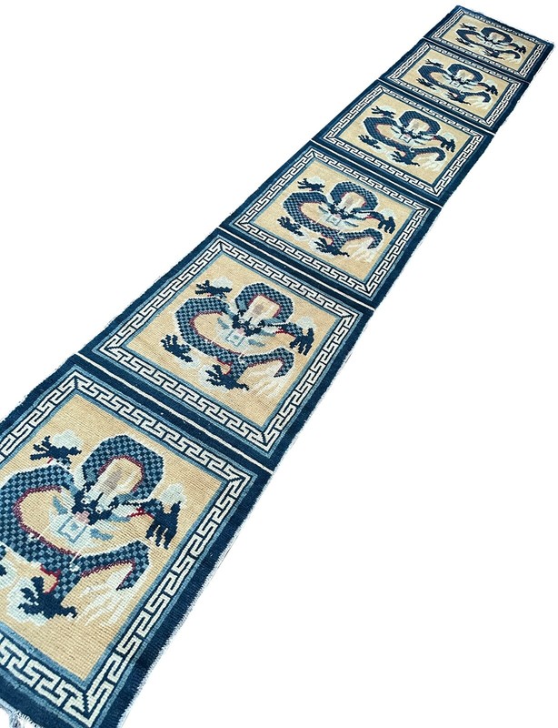 2x13 Antique Chinese Handmade Runner Rug Dragon Design Narrow Runner 64x 391cm gallery