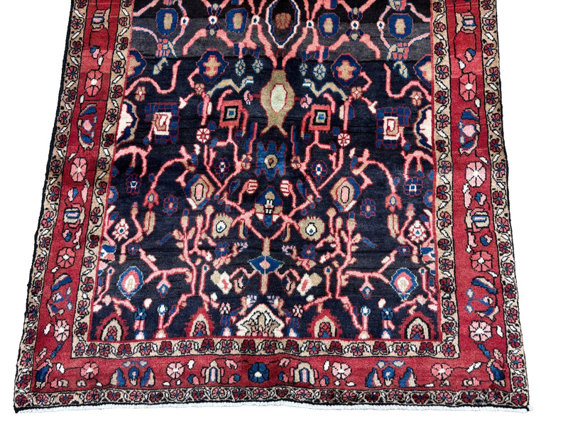 Vintage Hand Knotted Arak Tribal Wool Rug 5x8 Navy Red Geometric Oriental Carpet gallery