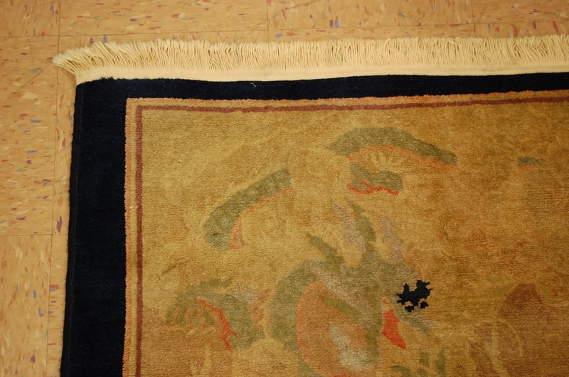 Pre 1900s ANTIQUE FIVE CLAWED CHINESE SEA and CLOUD FIGHTING DRAGON RUG 3.5x4.7 gallery