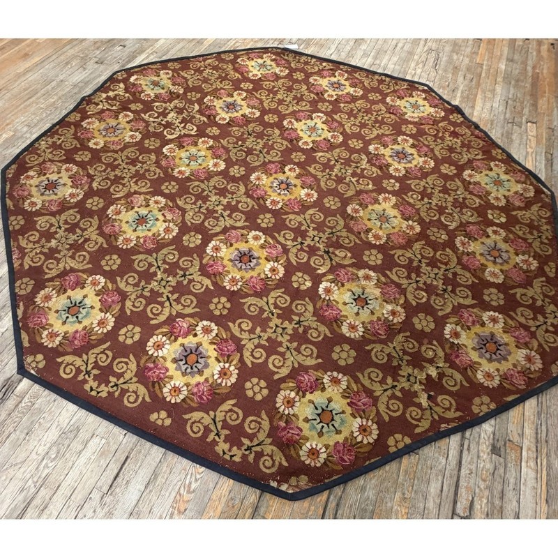 9X10 Antique French Aubusson Wool Area Rug 1840 gallery