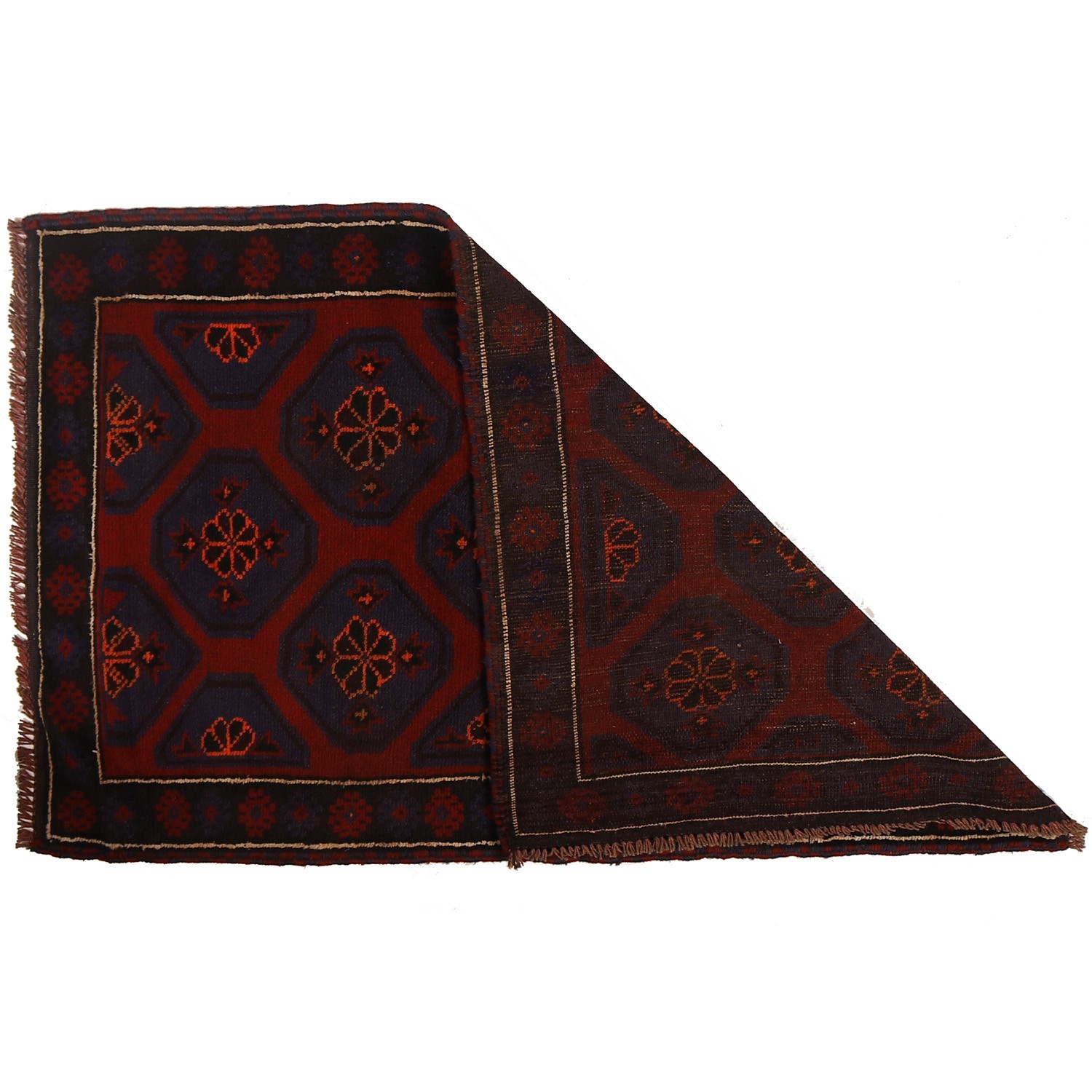 Vintage Balochi Rug Handmade Wool Carpet 4.7x2.8 ft gallery