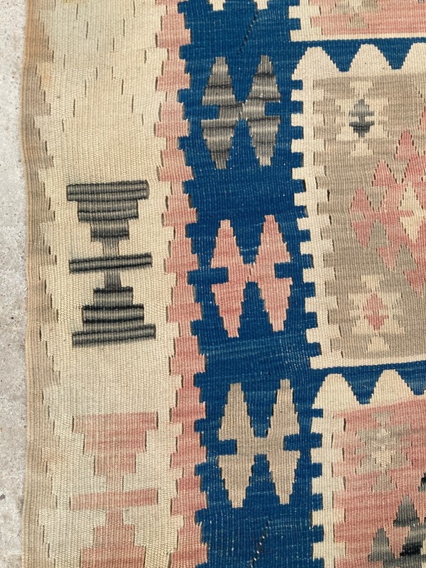 Vintage Traditional Handmade Turkish Anatolian Wool Kilim Floor Rug 165x104 cm gallery
