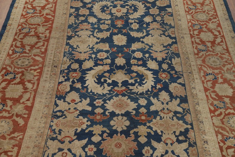 Pre-1900 Blue Vegetable Dye Sultanabad Antique Rug 11x19 Oversize Handmade Rug gallery