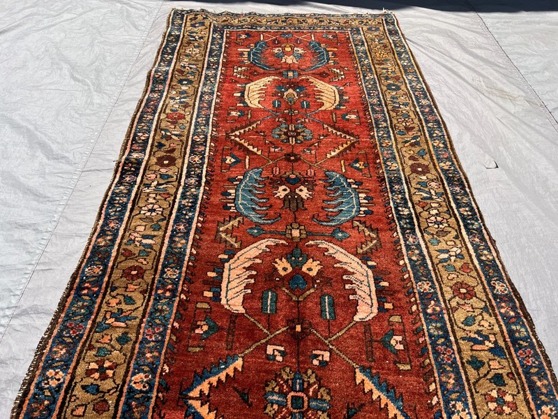 Terracotta Antique Long Runner Rug 3x12 Caucasian Geometric Faded Muted Carpet gallery