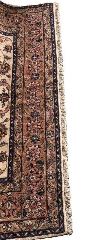 8 ft. X 6 ft. 7 in. FINE HANDMADE IVORY FIELD ALL-OVER FLORAL DESIGN TAB-RIZ RUG gallery