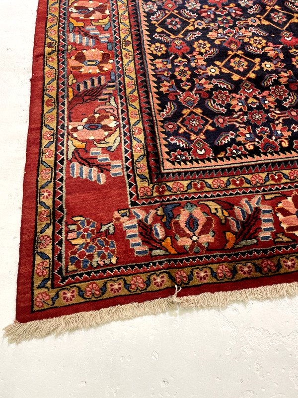 Antique Oriental Hand-Knotted Wool Area Rug Navy Blue/Red/Green 10'6" x 13'4" gallery