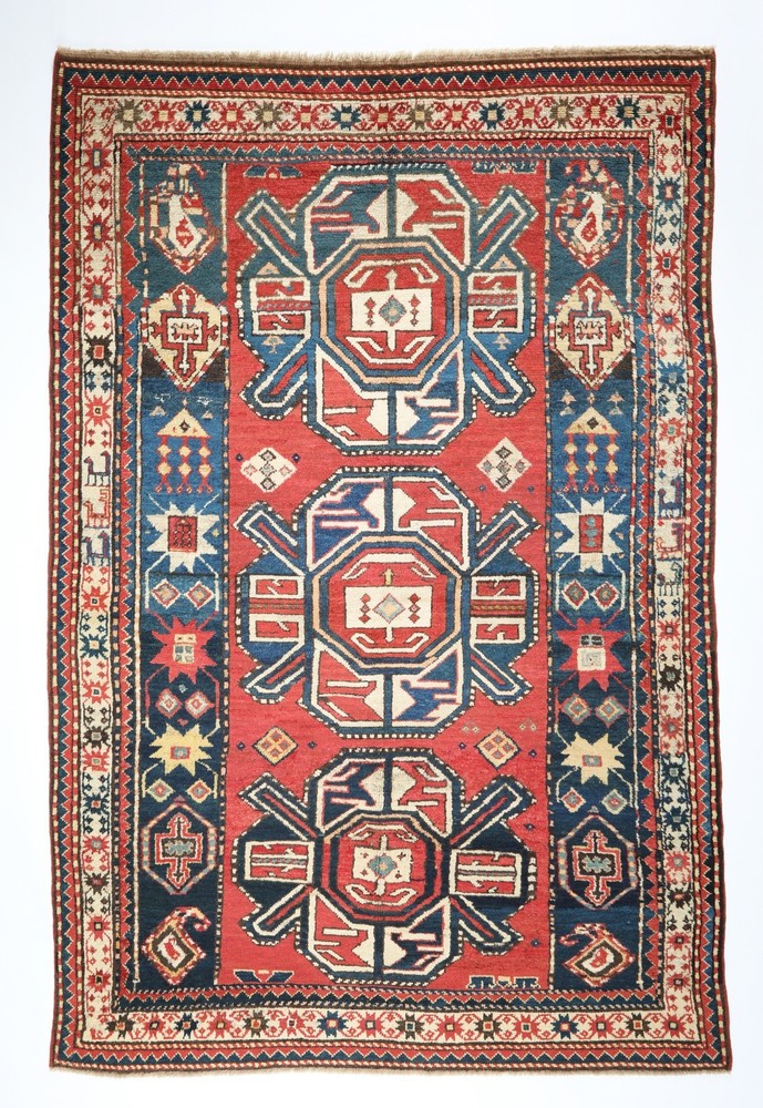 Antique Karabagh Triple Medallion Rug – Late 19th Century Caucasian Tribal Rug