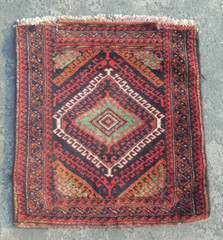 Vintage Hand Made Traditional Rug Oriental Wool Multicolor Carpet 68×65 cm