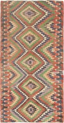Vintage Hand Woven Area Rug 4’11” x 9’10” Traditional Wool Oriental Carpet