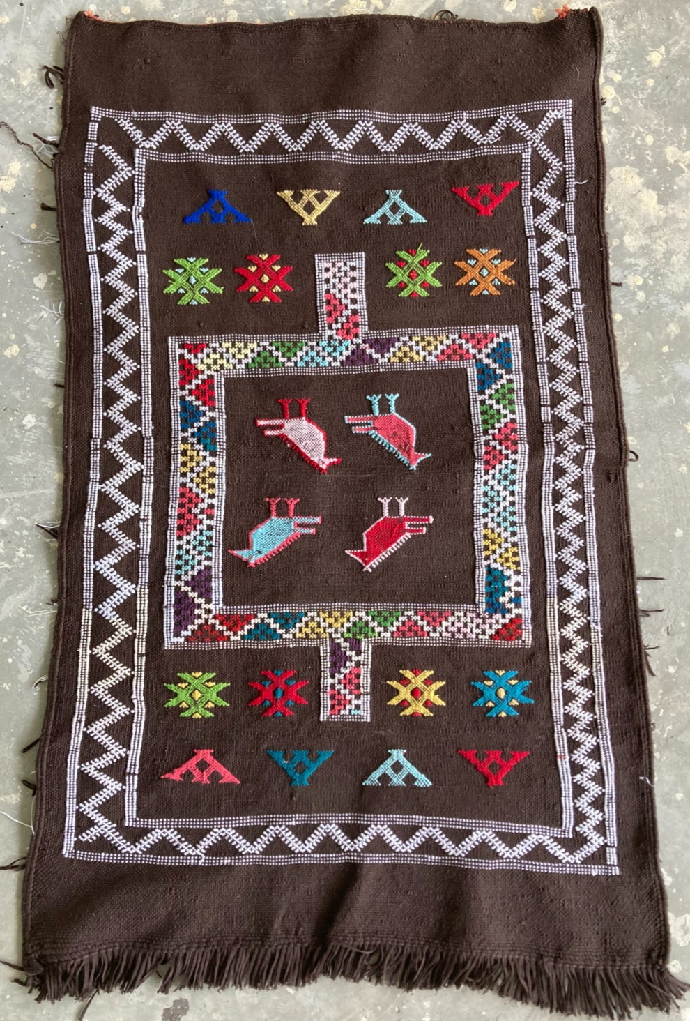 Vintage Handmade Moroccan Berber Wool Kilim Rug 92x55 cm gallery