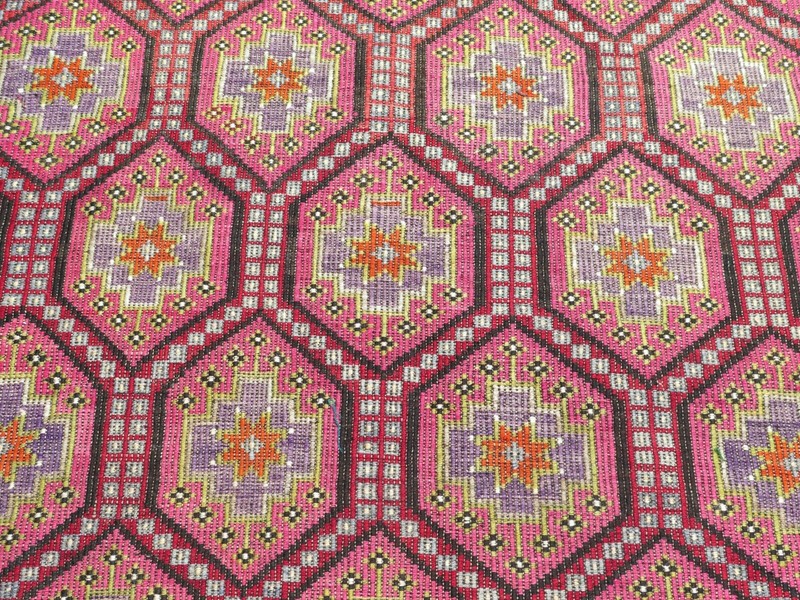 Area Rug, Boho Rug, Handmade Rug, Turkish Kilim, Embroidery Stars Rug 79"x112" gallery