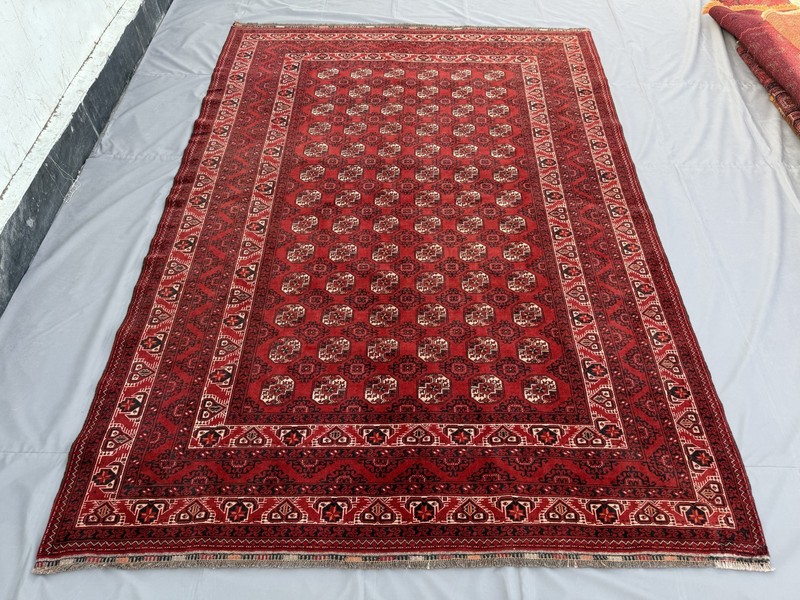 Antique Turkmen Tekke Area Rug 7x10 ft Hand Knotted Persian Style Afghan Carpet gallery
