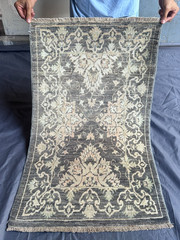 Hand Knotted Afghan Oushak Rug 2’1×3’5 Vintage Style Floral Cottage Accent Mat