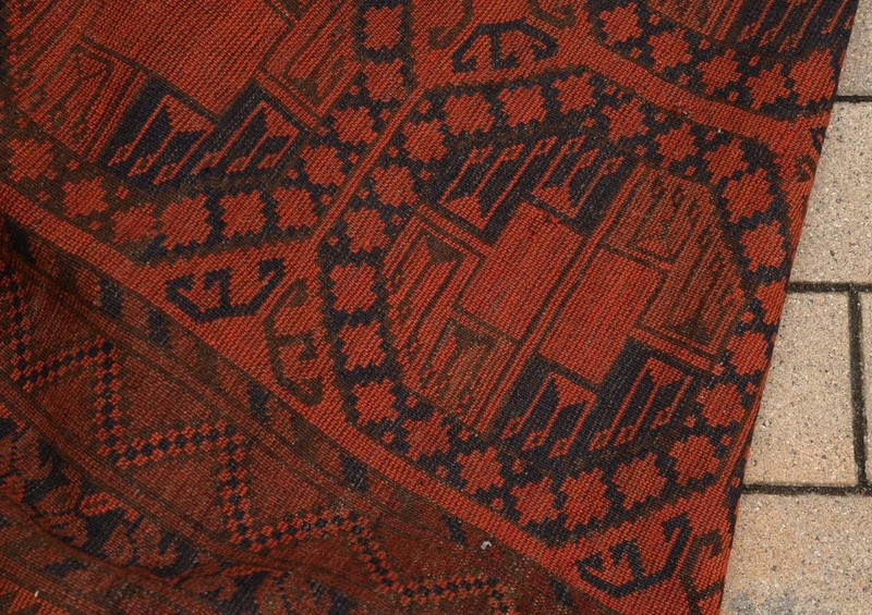 Antique Afghan Ersari Turkoman Hand-Knotted Wool Rug, Gul Design, 45 x 84 inches gallery