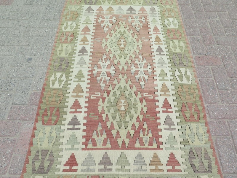 Pale Colors Tribal Turkish Vintage Rug, Wool Handmade Authentic Carpet 40"x69" gallery