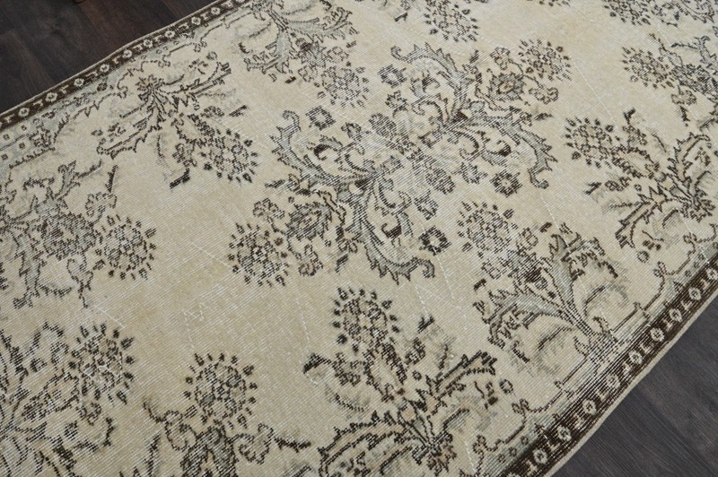 Oushak Turkish Vintage Rug 4x7 Kilim Rug Anatolian Handmade Boho Decor BEIGE gallery