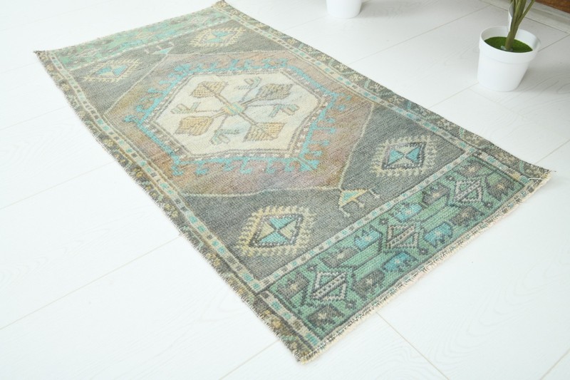 Turkish Door Mat Small Rug 2x3 Hand-Knotted Vintage Oushak Mini Rug Carpet,878 gallery