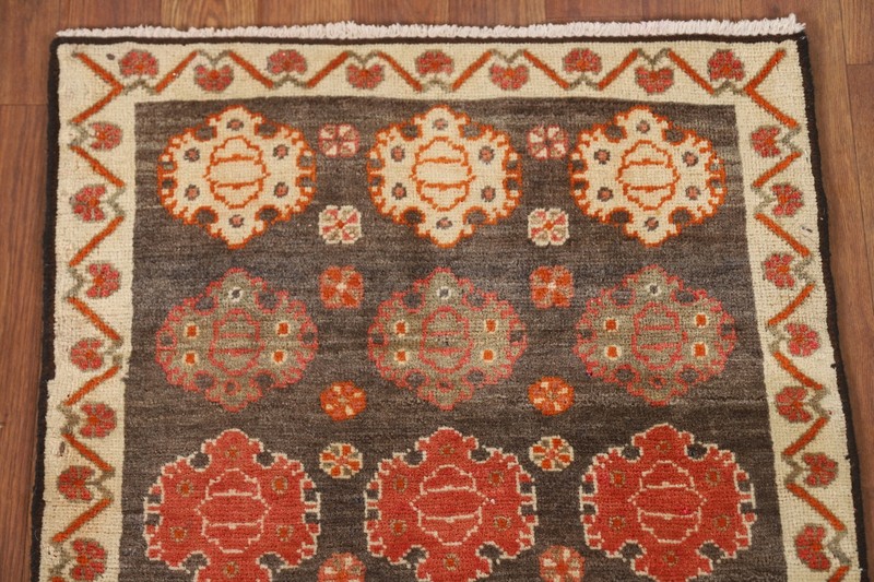 Vintage Dark Brown/ Ivory Abadeh Accent Rug 2'x2' Square Handmade Foyer Carpet gallery