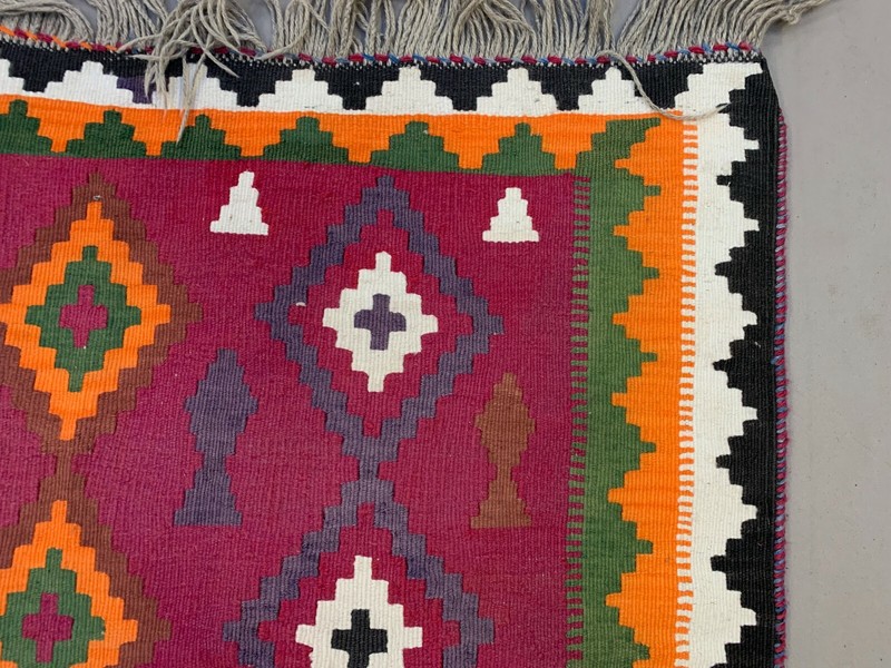 Vintage Lori Kilim 285x142 cm Wool Kelim Rug Large Red, Green, Pink, Colorful gallery