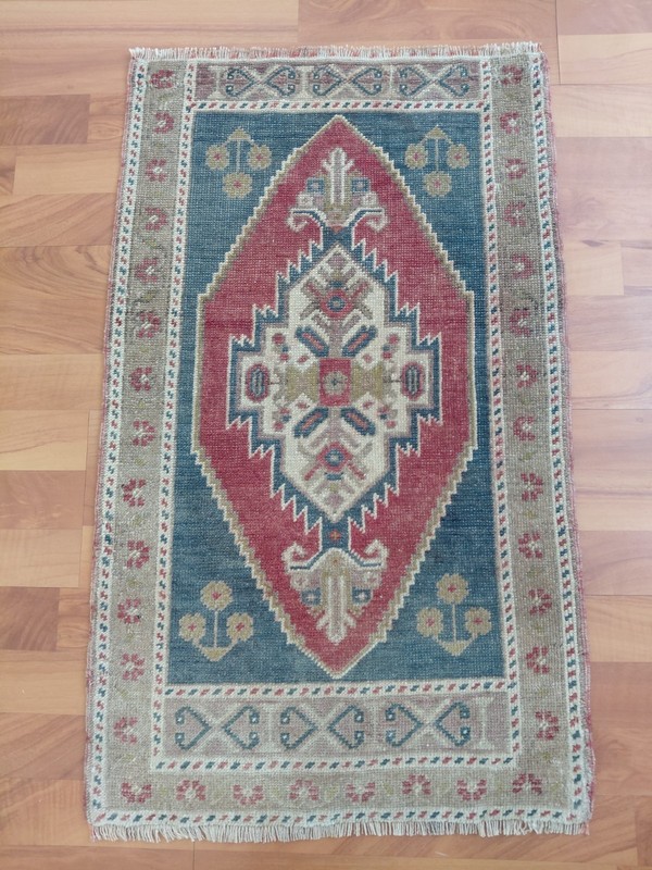 Antique Prayer Rug Blue Rug Hand Woven Rug Traditional Rug Free Ship Rug gallery