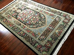 Fine Vintage 1970 Authentic Hand Made Knotted 100% Silk Rug