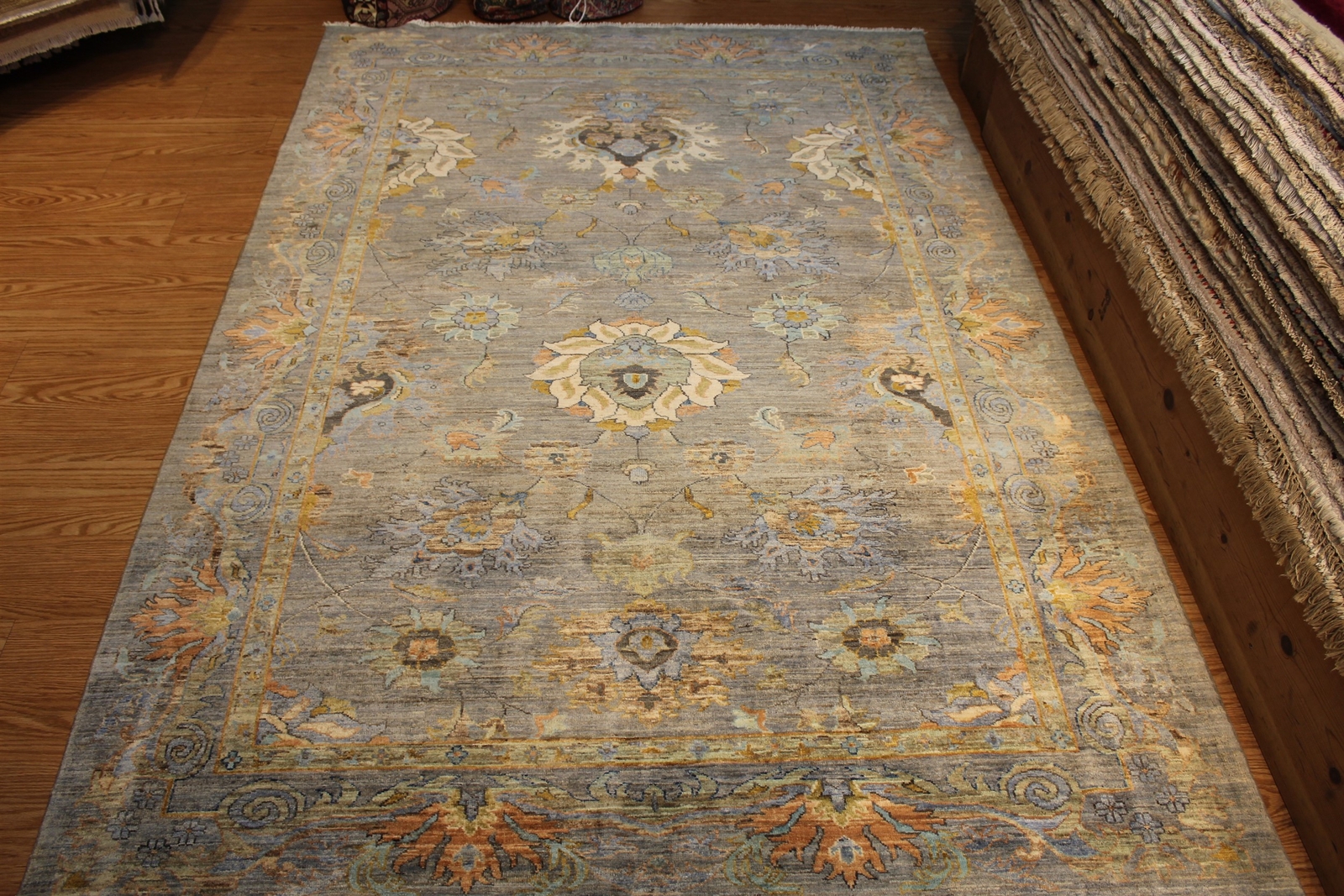 6X9 FT. FINE QUALITY Authentic Handmade Oriental Rug Gray Blue muted, soft color gallery