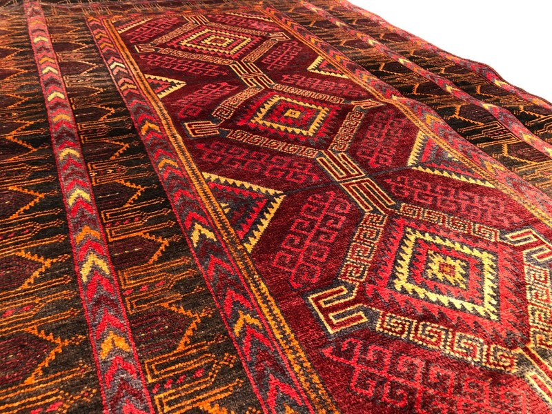 3'1 x 5'0 ft Vintage Afghan Hand Knotted Tribal Rug Geometric Wool Handmade Rug gallery
