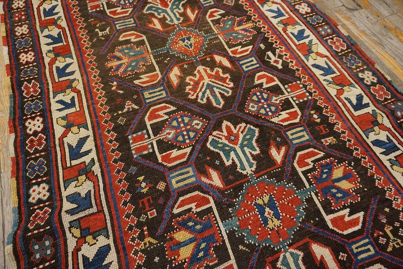3'x6' Tribal Geometric Brown Earth Tone Antique Small Late 19th Century Caucasus gallery