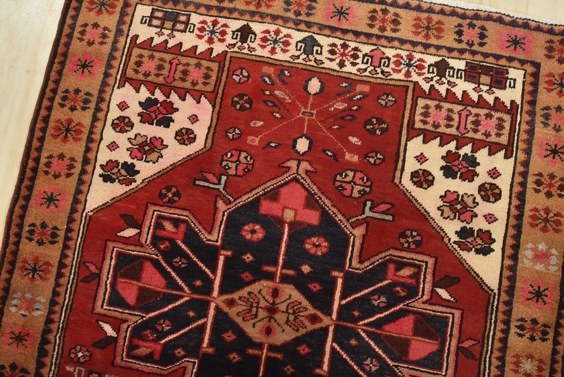 Vintage Tribal Runner 3’6” x 10’8” Red Wool Geometric Hand-Knotted Oriental Rug gallery
