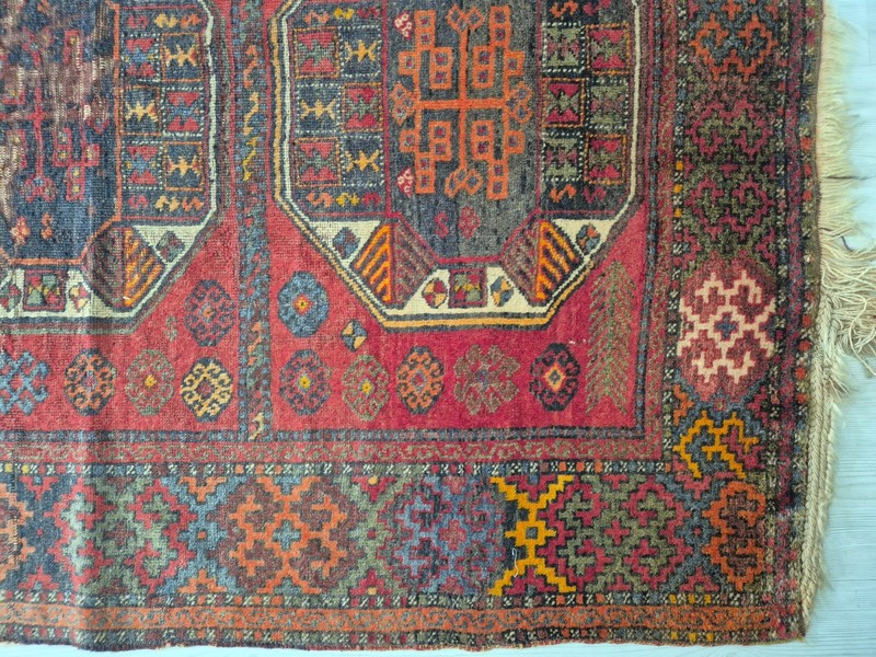 100 yo Antique Konya Cihanbeyli Hand-Knotted Runner Rug , 47x130" Fragment Rug gallery