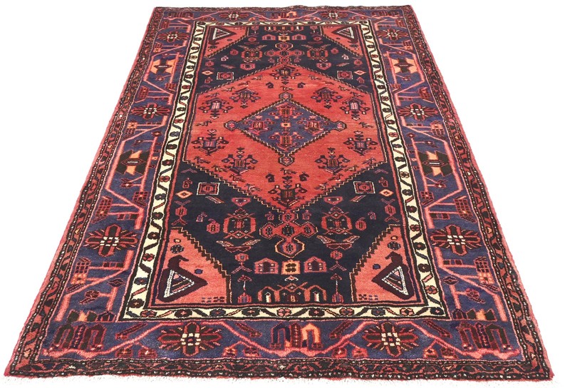 Vintage Oriental Rug Orange-Red Geometric Carpet Home Studio Office 4X7 ft gallery
