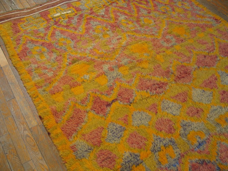 Vintage Mid Century Tribal Soft Wool Pile Hand Knotted Yellow Moroccan Berber gallery