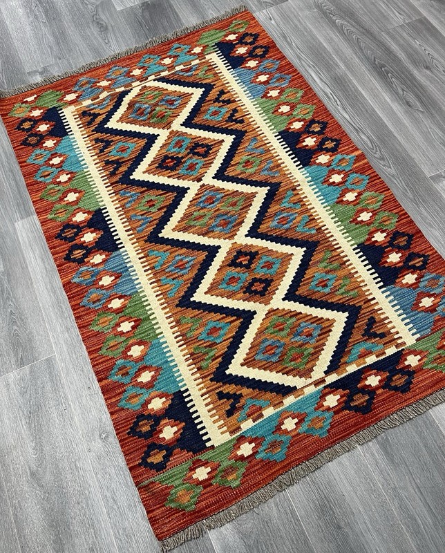 Vintage Kilim Traditional Hand Made Oriental Wool Kilim 5ftx3.2ft 147cmx99cm gallery