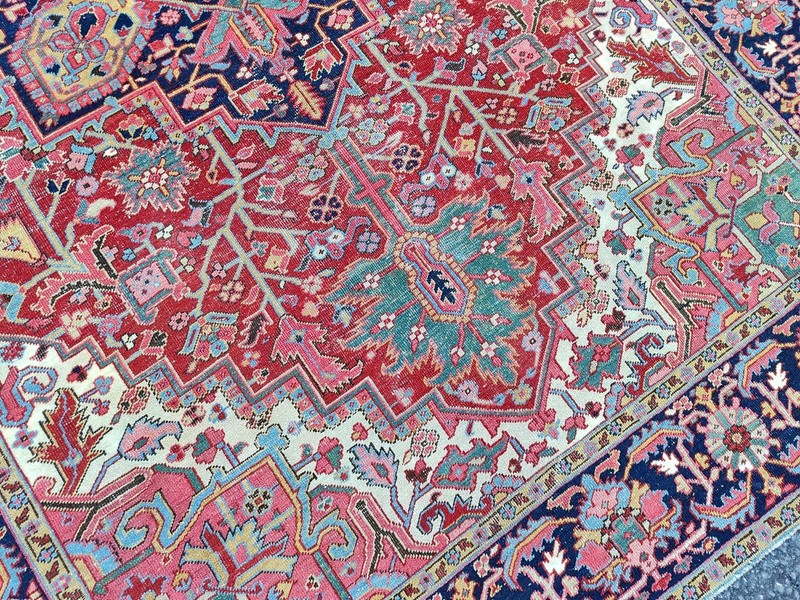 Rare Antique rug 8x11, colorful Heriz rug 8x11 vintage, Oriental rug, Large rug gallery