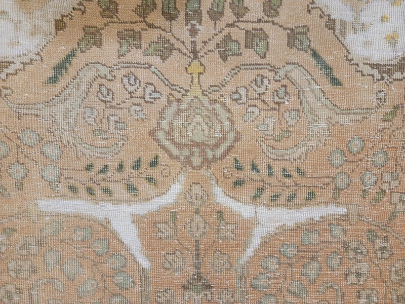 Antique Oriental Hand-Knotted Wool Area Rug Terracotta/White/Green 8'7" x 12'8" gallery