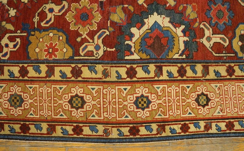 4'x11' Antique Early 19th Century Red Tribal Caucasian Kuba Kufic Border Hallway gallery