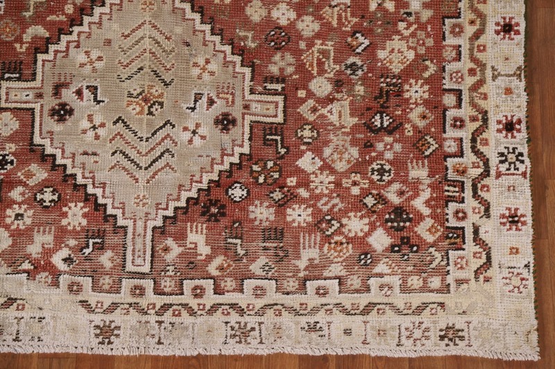 Vintage Area Rug 6x9 ft.Rust Geometric Qashqai Oriental Handmade Low Pile Wool gallery
