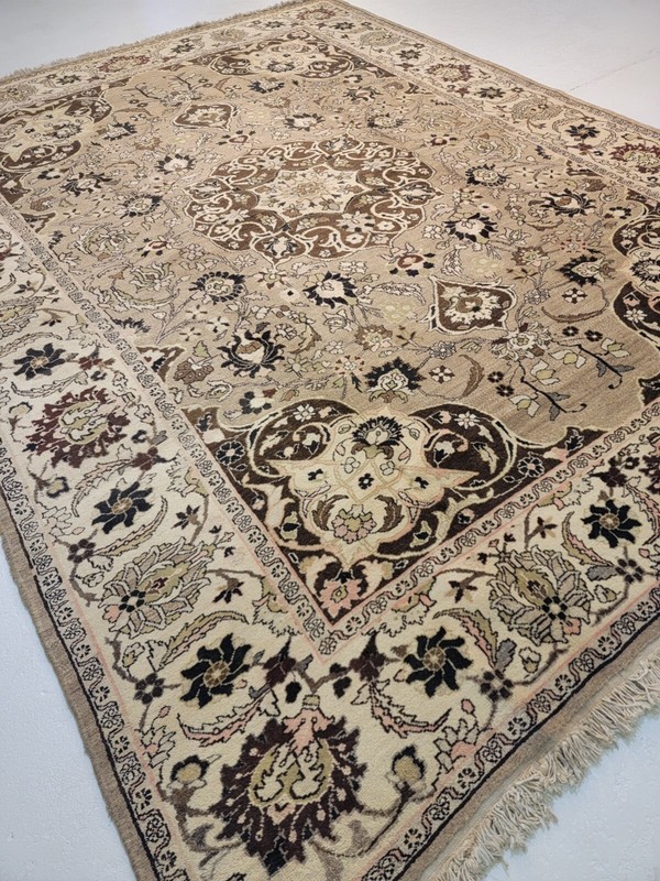 Antique Oriental Hand-Knotted Wool Area Rug Beige/Ivory/Green/Brown 9' x 12'3" gallery