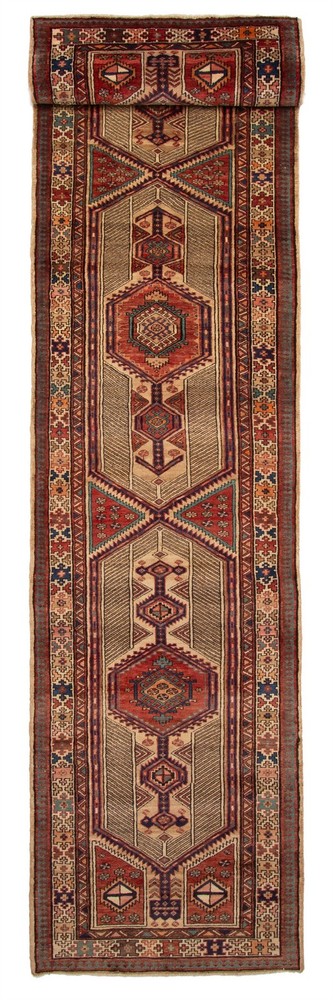 3'3" x 14'10" Vintage Hand-knotted Runner Rug Traditional Oriental Wool Carpet