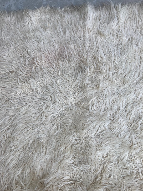 Vintage Handmade Scandinavian Minimalist Style Wool Rya Shag Rug 230x194 cm gallery