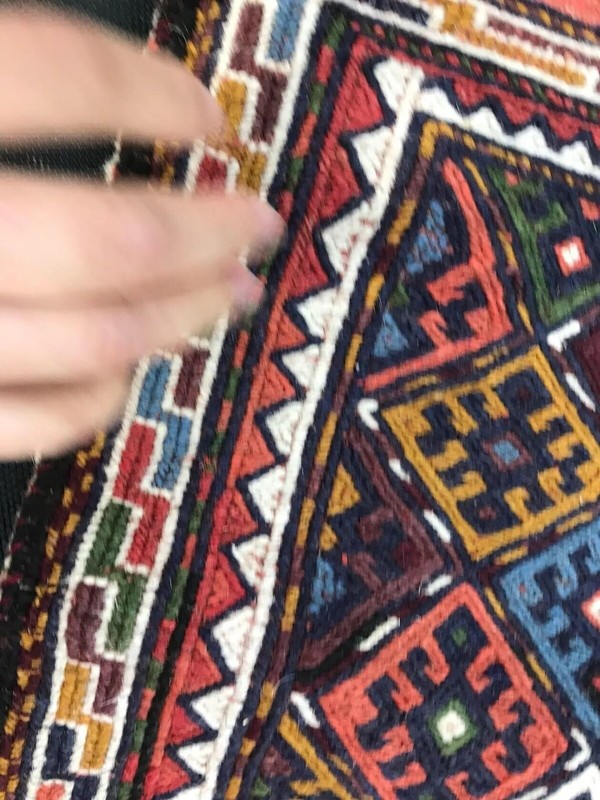 Antique Hand knotted Authentic Tribal Wool Rug Double Bag ,Saddlebag,Salt/Money gallery