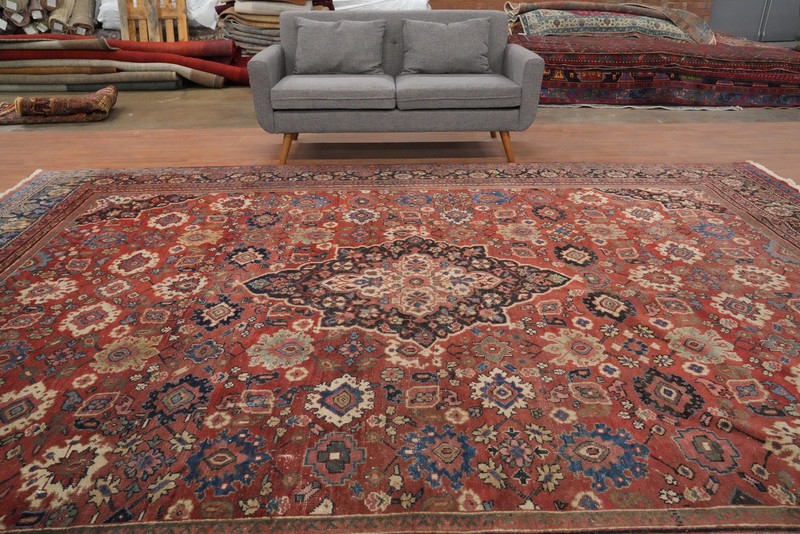 Pre-1900 Vegetable Dye Traditional Antique Rug Palace Size Handmade Carpet 11x14 gallery